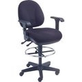 Global Equipment Interion    Office Stool With Arms - Fabric - 360 #176   Footrest - Black 808660BK